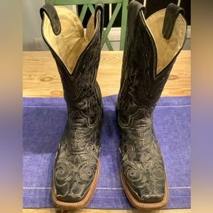 Corral men’s cowboy boots, black distressed leather, sz 10